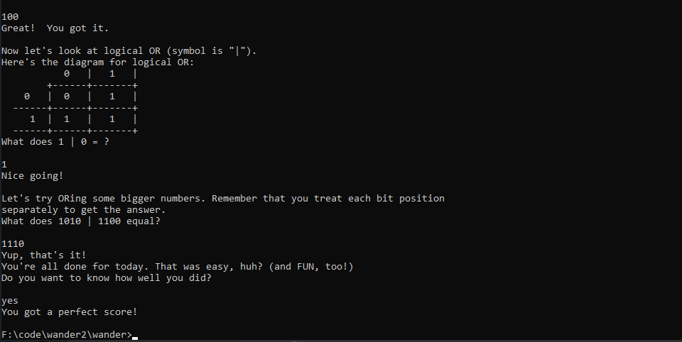 A screenshot of Wander.